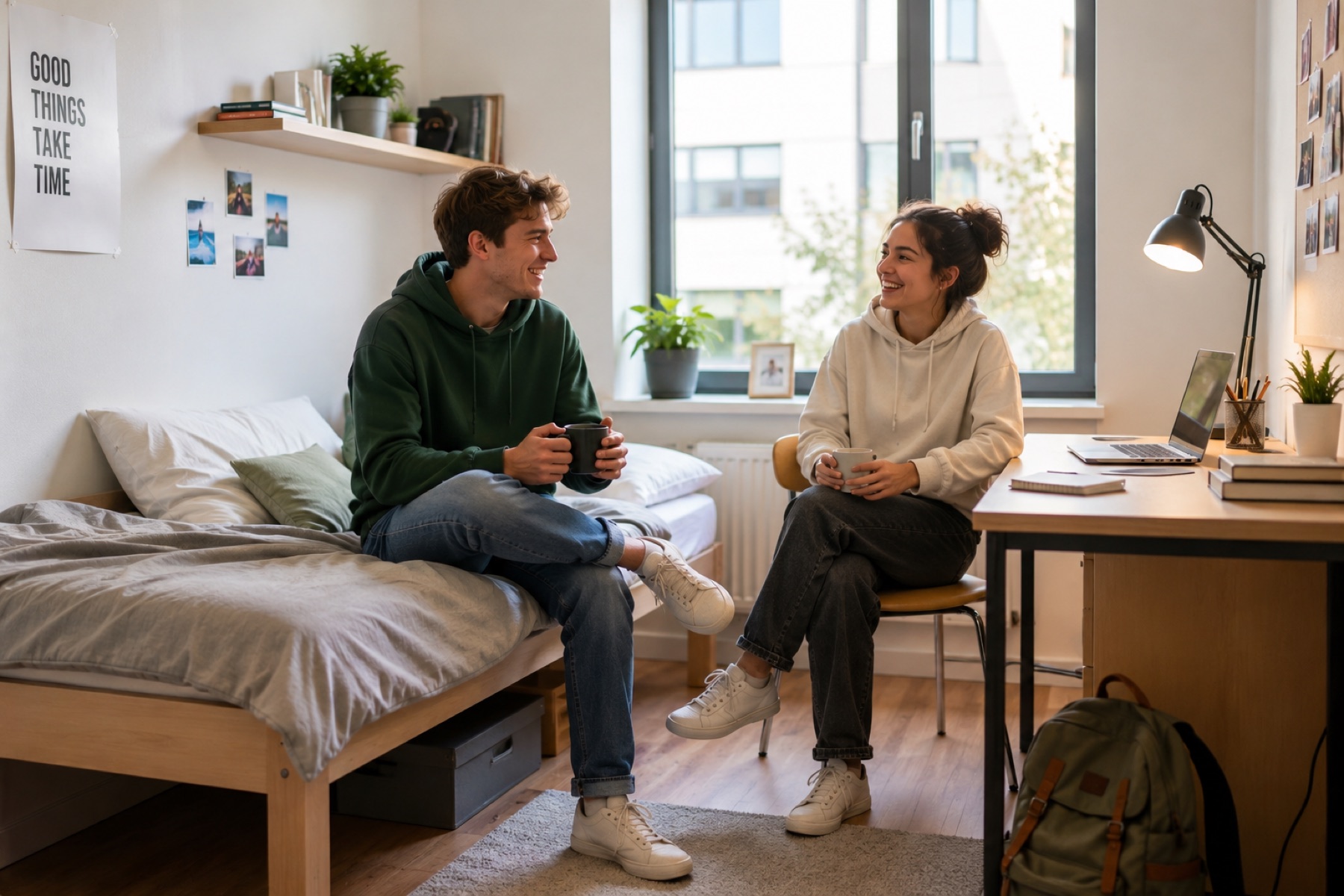 Studierende in einem Wohnheimzimmer